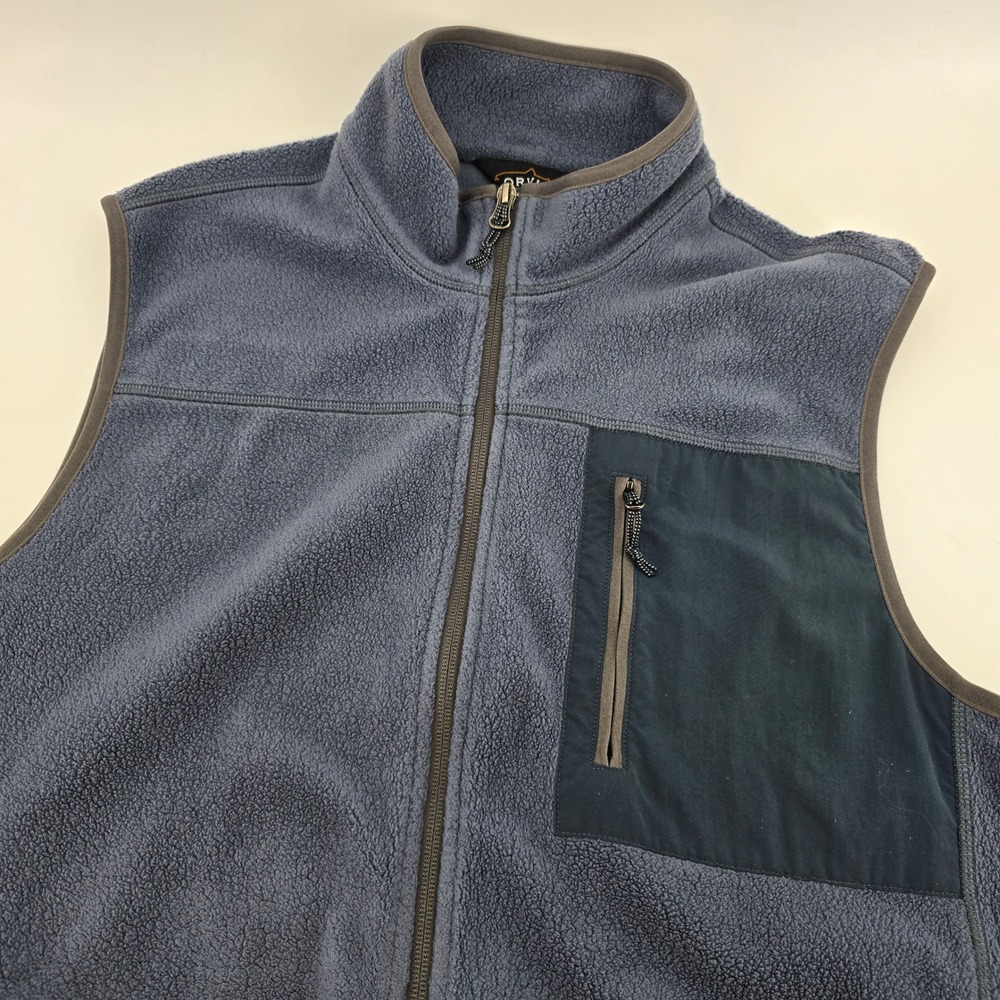 Orvis Fleece Vest Mens Full Zip Recycled Polyester Pocket Slate Blue Size L